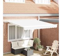 Tenda da Sole Elettrica per Esterno Bianco 300x250 cm, Tenda da Terrazzo Estensibile con Motore e Manovella, Poliestere idrorepellente con Rivestimento in PU, Acciaio Verniciato a Polvere