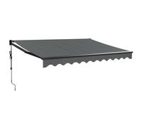 Tenda da sole elettrica per terrazza con manovella e telecomando, 3 x 2,5 m, antracite, retrattile con braccio articolato, in alluminio verniciato a polvere con trattamento in PU, resistente ai raggi