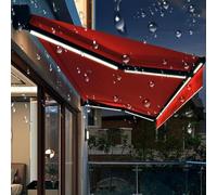 Tenda da sole elettrica retrattile completamente automatica con luci a LED, telaio in alluminio resistente per esterni, patio, terrazza, balcone, cortile, negozio, 3x2,5 m, rossa.
