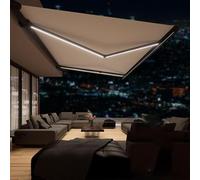 Tenda da sole elettrica retrattile con luci a LED, 100% impermeabile, per finestre e porte, 3 x 1,5 m, per cortile e spazi esterni