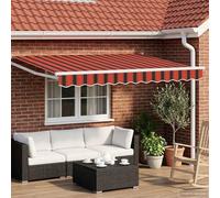 Tenda da sole estensibile, arancione, nero, giallo, 3,5 x 2 m | poliestere e alluminio, meccanismo di ritorno manuale, montaggio a parete, resistente ai raggi UV e impermeabile