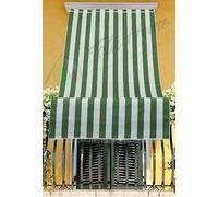 Tenda da Sole Esterno Balcone Veranda con Anelli a Righe Rigata VERDE