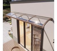 Tenda da sole grande guida dell'acqua, tettoia, autopulente, copertura antipioggia trasparente per finestre, staffa in alluminio tetto in policarbonato, protezione da vento e neve (65 × 220 cm, caffè)