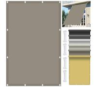 Tenda da sole impermeabile da giardino, 4 x 5,6 m, protezione UV 98%, per balcone e patio, senza fori, include corde di montaggio, elegante paralume color tortora