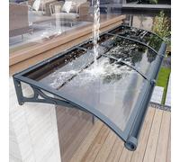 Tenda da sole in alluminio, grande parasole in policarbonato (larghezza 60 x lunghezza 200 cm), elegante protezione per ingresso, resistente alle intemperie, perfetta per ingressi di casa, tettoia