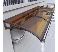 Tenda da sole in alluminio per porta d'ingresso con grondaie laterali, 80 x 200 cm, colore tè perfetto per terrazze, balconi, giardini e scale del seminterrato, copertura esterna durevole