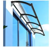 Tenda da sole in alluminio per porta d'ingresso con pannello laterale, tettoia resistente alle intemperie, resistente alla pioggia e alla neve, supporto con staffa curva, 130 x 300 cm