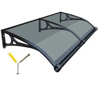 Tenda da sole in alluminio per porta d'ingresso, protezione UV, copertura per ingresso in policarbonato, protezione antipioggia, colore grigio, 100 x 110 cm, design elegante e resistente alle