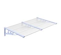 Tenda da sole in policarbonato grigio trasparente, 152,5 x 90 cm | Resistente alle intemperie, supporti in ABS, barre in alluminio, include manuale di montaggio (lingua italiana non garantita)
