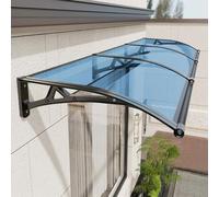 Tenda da sole in policarbonato per porte - Protezione durevole da sole e pioggia per portefinestre e d'ingresso con staffa in alluminio, trasparente, resistente ai raggi UV e alla neve