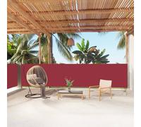 Tenda da Sole Laterale Estensibile, Rosso 140x1000 cm, Tessuto Poliestere UV e Struttura Metallo, Frangivista Balcone e Separe da Esterno, Retrazione Automatica
