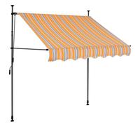 Tenda da sole laterale per balcone, antivento, retrattile a mano, con LED, 100 cm, giallo e blu, per gazebo e giardino