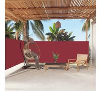Tenda da sole laterale retrattile, 140 x 600 cm, parasole avvolgibile automatico, protezione UV, barriera antivento per balcone e patio, in tessuto rosso, per la privacy