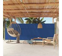 Tenda da sole laterale retrattile 180 x 500 cm, impermeabile, per terrazza e balcone, protezione UV, tettoia da giardino, chiusura automatica, tessuto blu