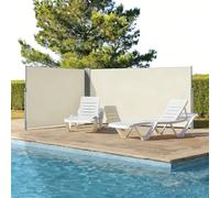 Tenda da Sole Laterale Retrattile per Patio Privacy Automatica Schermo Parasole Frangivento Tessuto PU Beige Telaio in Ferro