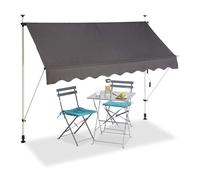 TENDA DA SOLE MANUALE A SCOMPARSA PER PATIO E TERRAZZA 250x120cm GRIGIO ANTRA...