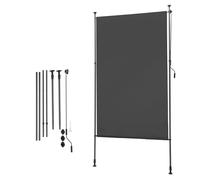 Tenda da sole manuale regolabile, per esterni, traspirante, isolamento termico, resistente alla pioggia e al sole, 150 cm, perfetta per balconi e terrazze, colore: grigio