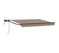Tenda da sole manuale retrattile con LED solari, poliestere e alluminio | Resistente all'acqua, telaio in acciaio, maniglia a manovella, ideale per patio e terrazza