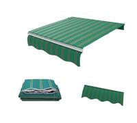 Tenda da sole manuale retrattile in tessuto di ricambio, 3 x 2 m, verde, per cortile e finestra, adatta per tende da 2,4 m, 3 m, 3,7 m, 4 m
