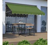 Tenda da sole manuale retrattile per balcone e patio, angolo e altezza regolabili, installazione senza trapano, baldacchino da esterno con manovella, parasole da giardino, verde militare (nero), 1,5 m