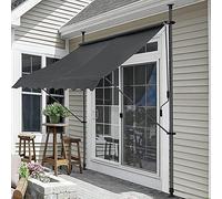 Tenda da sole manuale retrattile per esterni, resistente ai raggi UV e all'acqua, con manovella regolabile, senza vite, per terrazza, cortile e giardino (colore: grigio)
