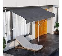 Tenda da sole manuale retrattile regolabile per esterni con manovella resistente ai raggi UV e all'acqua, perfetta per terrazze, terrazze, balconi, facile installazione, design senza vite (colore