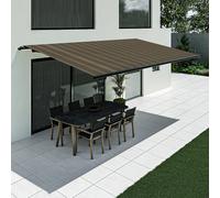Tenda da sole marrone a righe, modello Basic senza cassonetto, 2400 x 1500 mm, con manovella, configurazione individuale