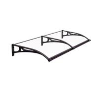 Tenda da sole moderna in policarbonato resistente con staffa in alluminio, 49,8 x 79,8 cm, per la protezione della porta d'ingresso da pioggia e neve, design elegante nero