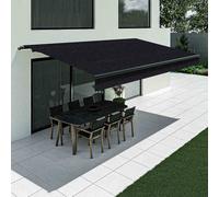 Tenda da sole nero con mantovana dritta, modello Basic senza cassonetto, 2400 x 1500 mm, con manovella, configurazione individuale