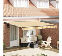 Tenda da sole per balcone senza foratura, tenda da sole retrattile giallo e bianco, 400 x 300 cm, tessuto per giardino, terrazza e gazebo