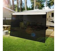 Tenda da sole per camper, 2,46 x 3,35 m, con bordo da 6 mm, protezione solare per roulotte e camper, parete frontale in rete in PVC, con picchetti e tiranti (2,46 m x 3,35 m)