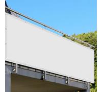 Tenda da Sole per Esterno 155 x 455 cm Pes Poliestere Impermeabile Panno Ombreggiante Antivento con Fune e Occhiellato per Balcone, Esterno, Giardino, Terrazza, Sabbia, Bianco