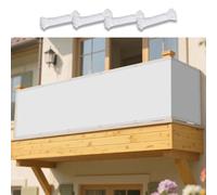 Tenda da Sole per Esterno 180 x 660 cm Protezione Raggi UV Impermeabile Rettangolo con Occhielli Fascette Installazione Facile per Giardino Balcone Terrazza Campeggio, Bianco