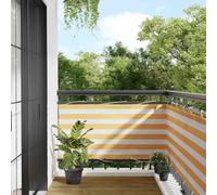 Tenda Da Sole per Esterno Giardino Terrazza Balcone Patio, Paravento per Balcone Striscia Gialla e Bianca 75x700 cm