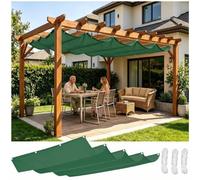 Tenda da Sole per Pergola 2x3m Scorrevole Ondulata Impermeabile Verde