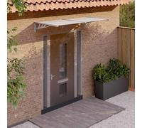 Tenda da sole per porta, 199 x 90 cm, grigio trasparente, in policarbonato, con staffe in ABS e barre in alluminio, resistente alle intemperie, facile da montare con istruzioni (lingua italiana non
