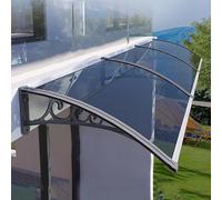 Tenda da sole per porta anteriore, protezione UV al 99,99%, in policarbonato, resistente agli urti, protezione antipioggia per finestre, grande, 120 x 380 cm, grigio