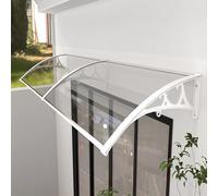 Tenda da sole per porta anteriore, protezione UV e pioggia per ingresso, veranda posteriore e giardino, copertura in policarbonato trasparente resistente con staffa bianca, 100 x 170 cm