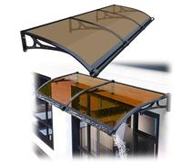Tenda da sole per porta del patio, 119,4 x 340,4 cm, in policarbonato con staffe in alluminio, protezione UV e pioggia, parasole per esterni per ingresso e finestra, colore marrone chiaro, durevole e