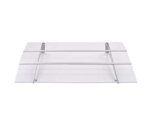 Tenda da sole per porta in policarbonato argento trasparente, 120 x 90 cm | Resistente alle intemperie, staffe in acciaio, barre in alluminio, accessori di montaggio inclusi