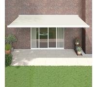 Tenda da sole per terrazza, montaggio a parete, 5 x 3 m, retrattile, con tessuto in alluminio resistente ai raggi UV, color crema