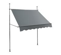 Tenda da sole pieghevole, 2 x 1,2 m, manuale, allungabile, grigia, per terrazza, balcone, giardino
