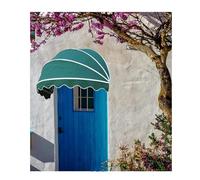 Tenda da sole pieghevole per porte e finestre, resistente ai raggi UV, in tela, elegante copertura per patio esterno, diametro 105 cm, perfetta per bar e decorazioni