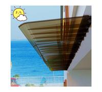 Tenda da sole portatile con bordo piatto per esterni, in policarbonato resistente, per porta d'ingresso, giardino, patio e portico, facile installazione sotto le grondaie, marrone 127 cm