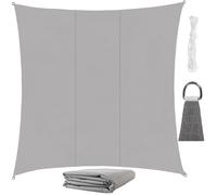 Tenda da sole quadrata, 3,6 x 3,6 m, per protezione solare affidabile, impermeabile, con fissaggio per giardino, spiaggia, campeggio, 23165, colore: grigio
