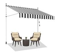 Tenda da sole regolabile resistente ai raggi UV per balcone, manovella manuale, impermeabile, senza foratura, bianco/grigio, soluzione perfetta per l'ombra all'aperto, 400 cm