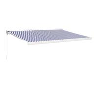 Tenda da sole retrattile 4 x 3 m, blu e bianco, protezione UV e resistente alle intemperie, per terrazza, giardino e balcone, telaio in alluminio e tessuto di alta qualità, facile da montare