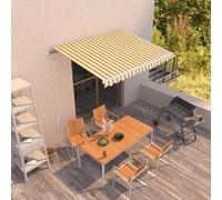Tenda da sole retrattile automatica, 350 x 250 cm, giallo e bianco, alluminio verniciato a polvere e 100% poliestere con rivestimento in poliuretano, perfetta protezione solare per terrazza e giardino