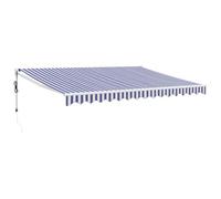 Tenda da sole retrattile automatica, 4 x 3 m, blu e bianco | Alluminio verniciato a polvere, telecomando, montaggio a parete, per terrazza e giardino
