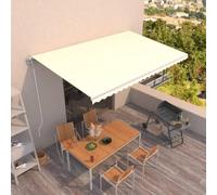Tenda da Sole Retrattile Automatica 500x350 cm Telecomando e Manovella, Tessuto Poliestere con Rivestimento PU Impermeabile, Telaio in Alluminio Verniciato a Polvere,